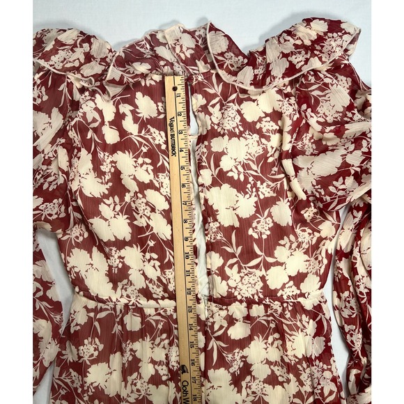 By Together Dress Burgundy Floral Flowy Large Mini - Picture 14 of 16